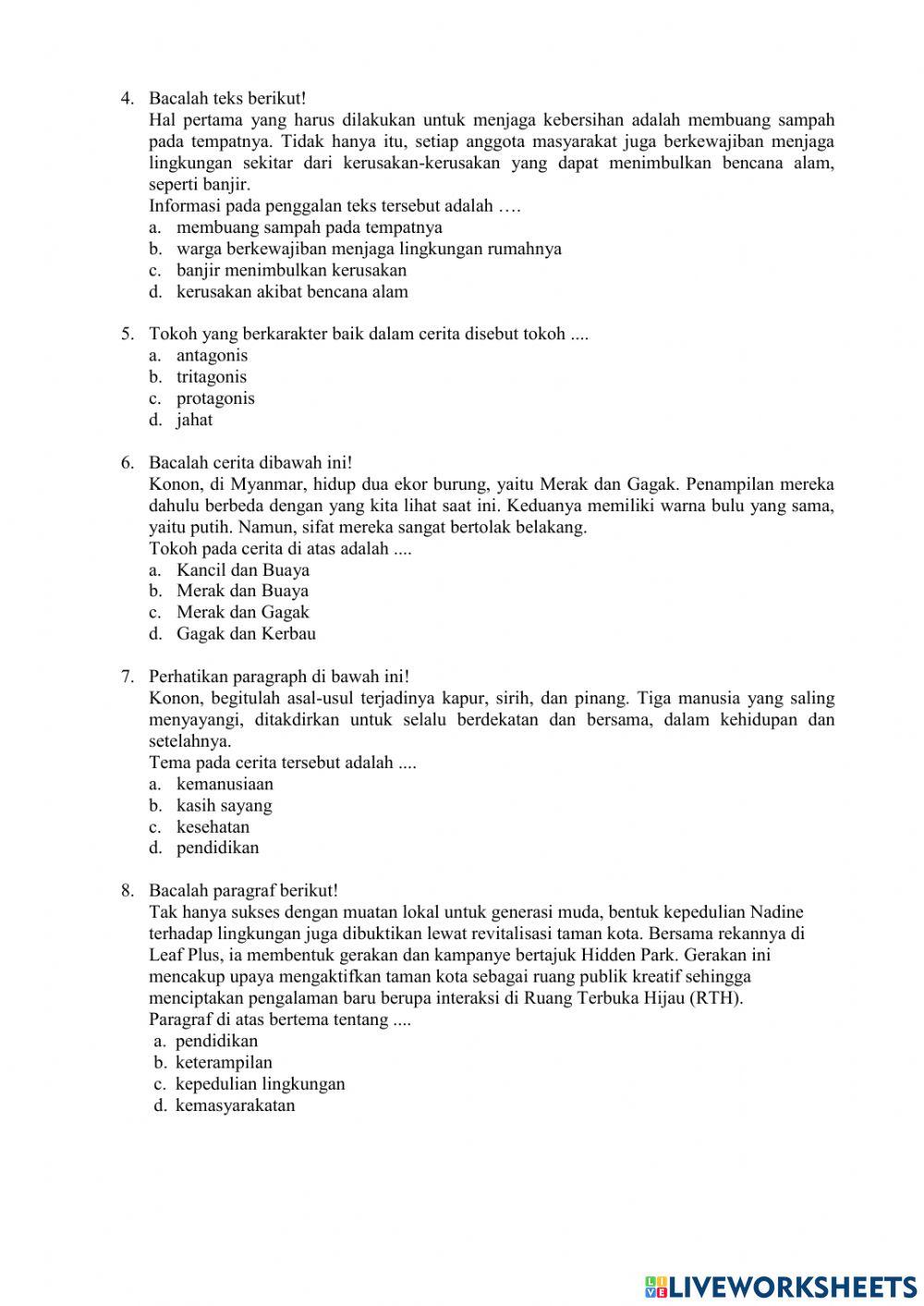 PAT Bahasa Indonesia KD 3.2 (Tema 8)