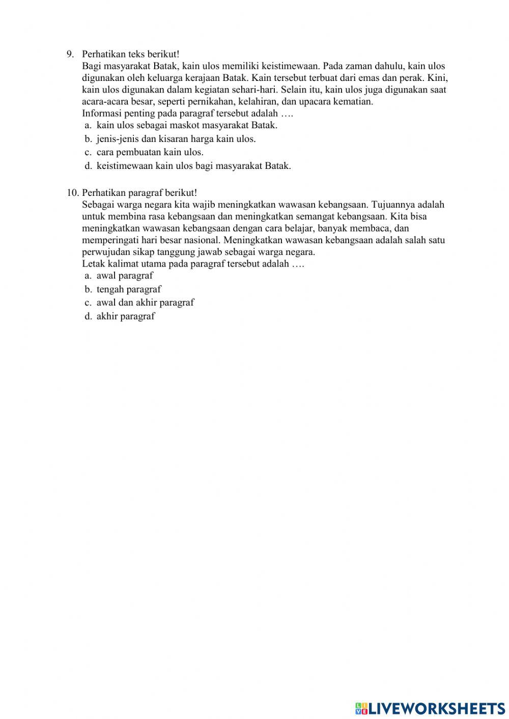 PAT Bahasa Indonesia KD 3.2 (Tema 8)