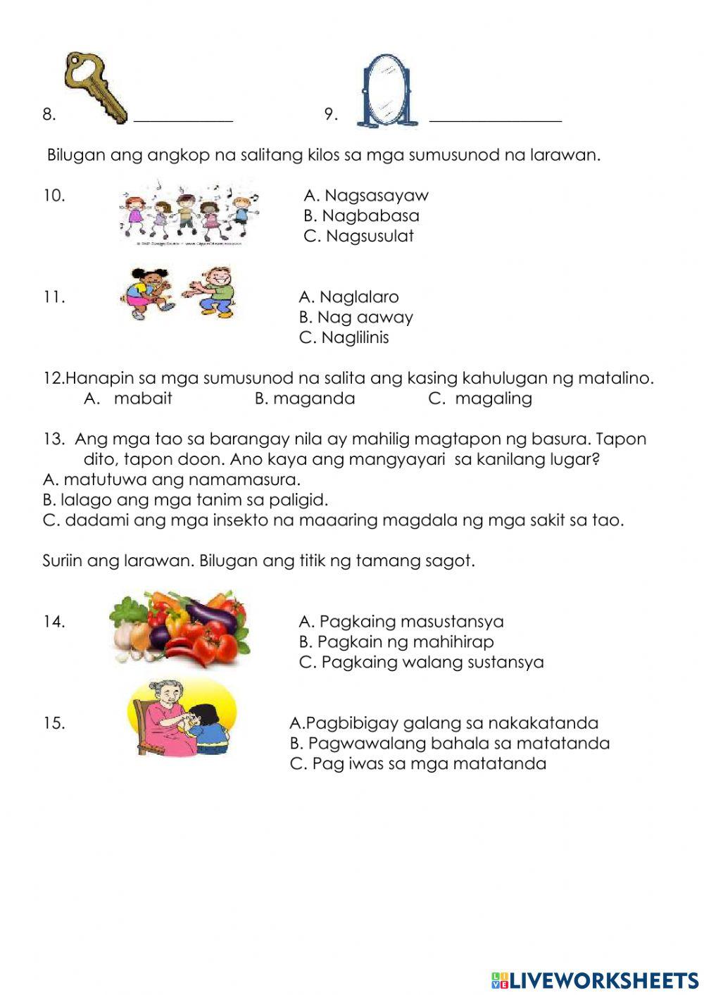 Filipino 2nd and 3rd summative test