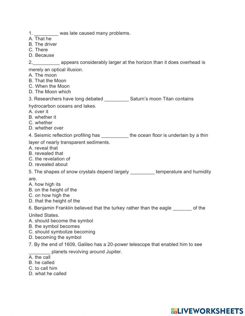 TOEFL Structure Skill 9