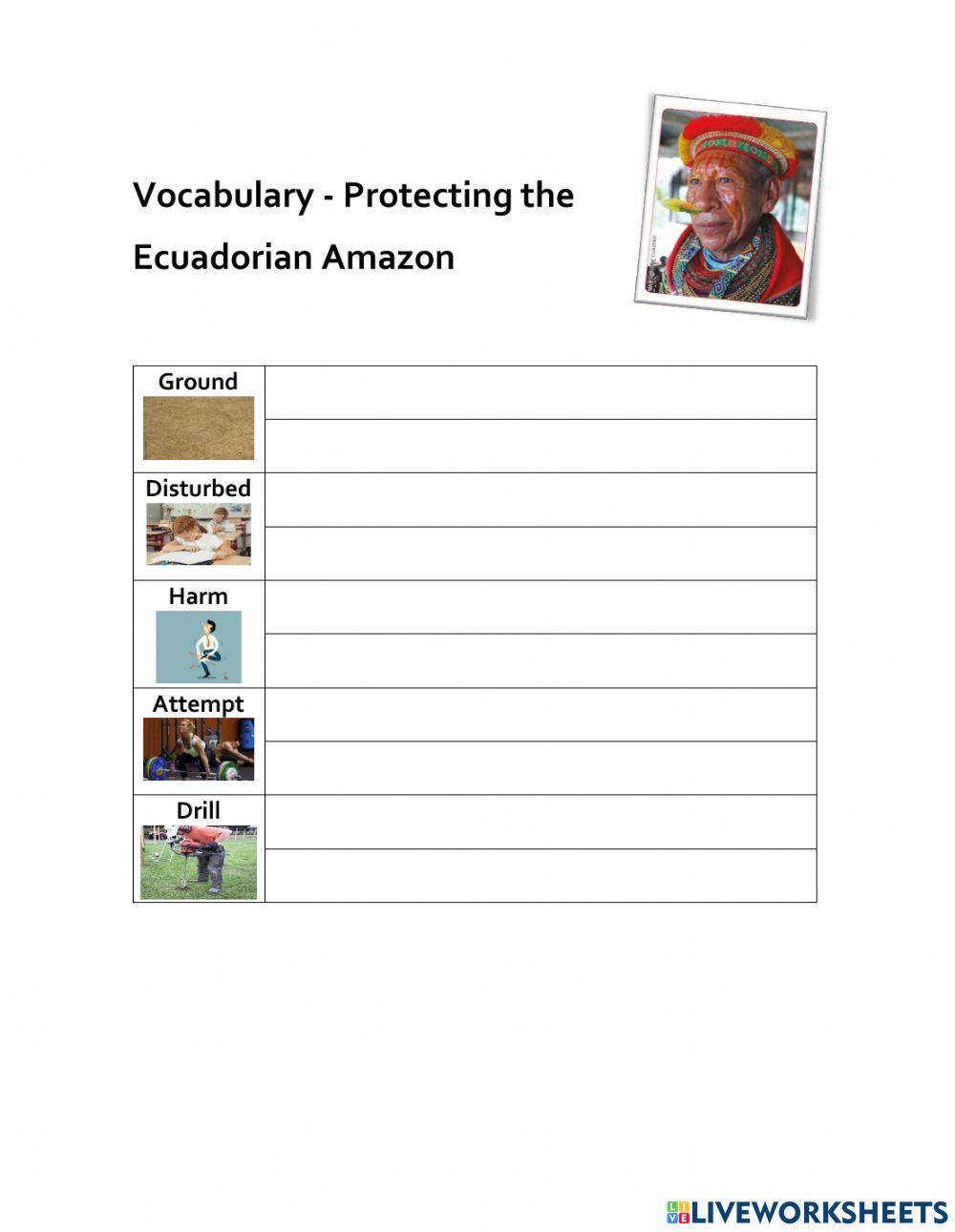 Vocabulary - Protecting the Ecuadorian Amazon