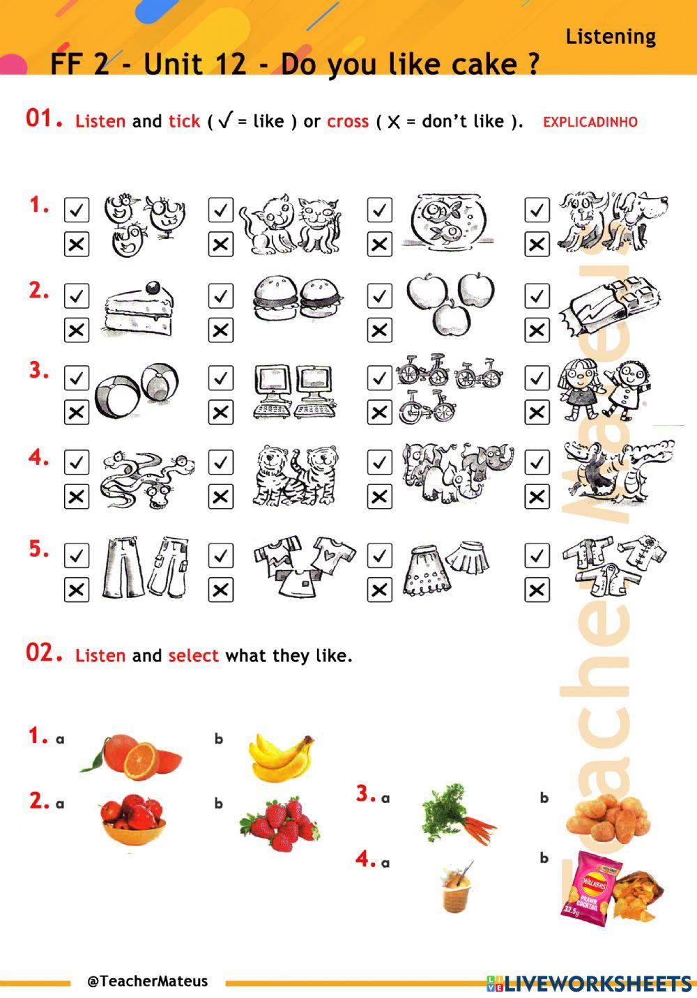 FF 2 - Unit 12 - Do you like cake ? - Listening