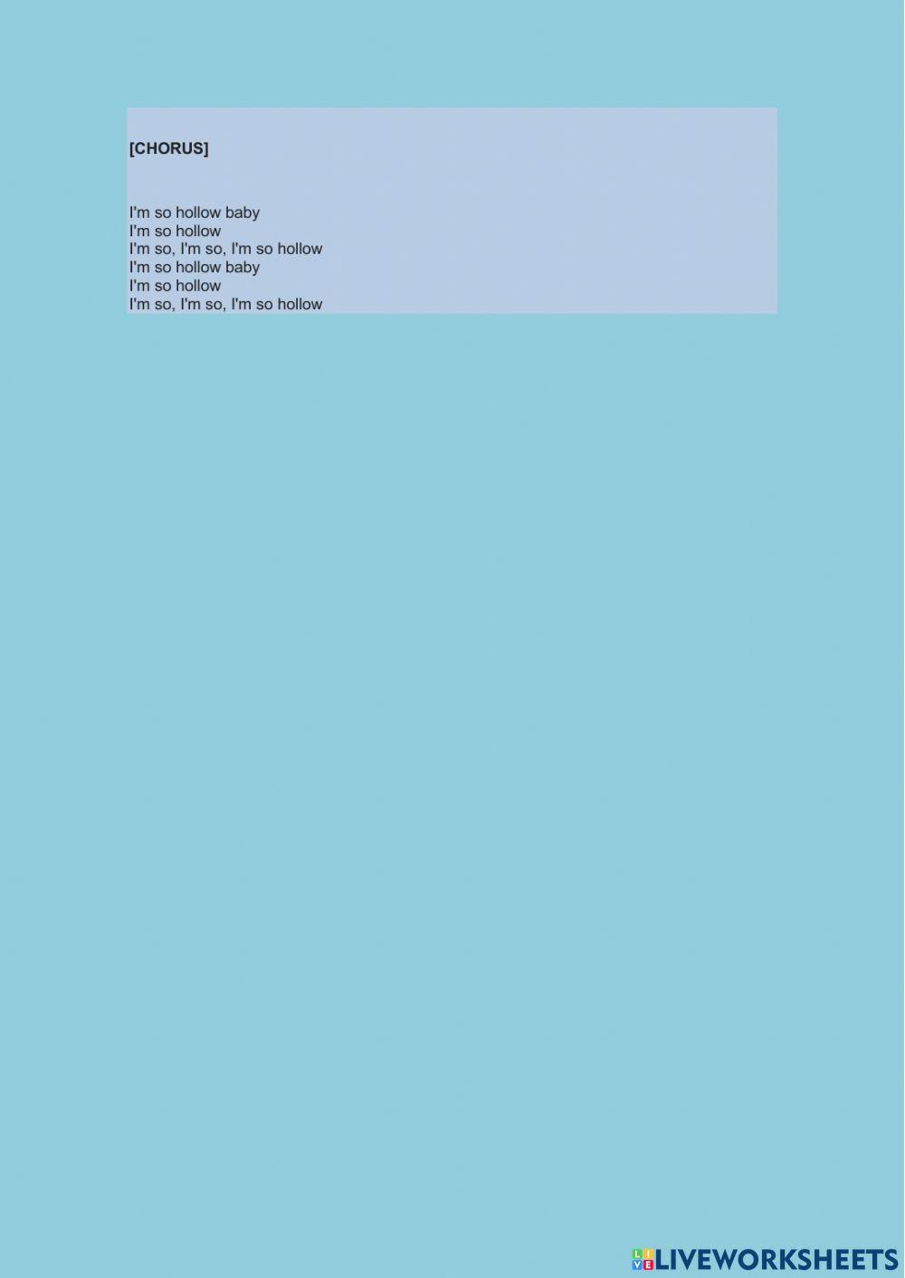 A2 song worksheet GOODBYE MY LOVER JAMES BLUNT