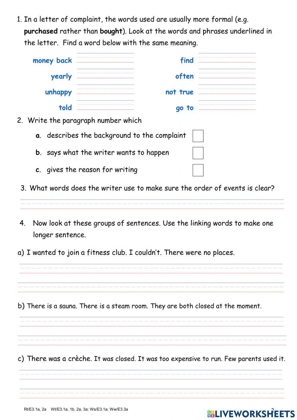 Gym Letter of complaint