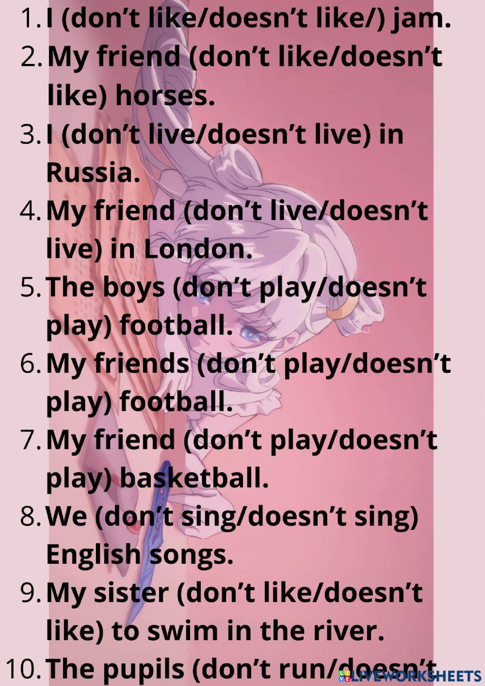 Present simple negative