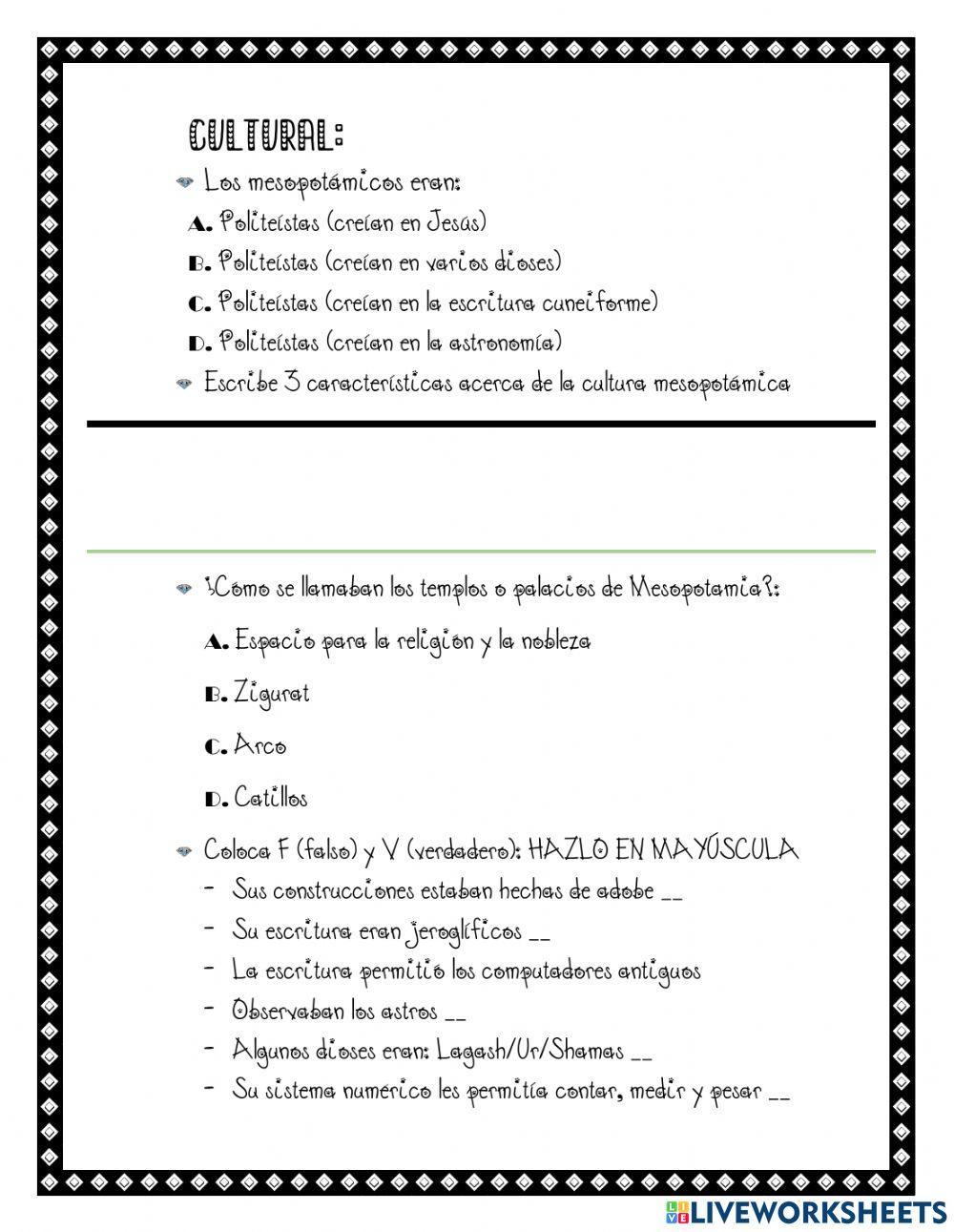 Civilización de Egipto y Mesopotamia