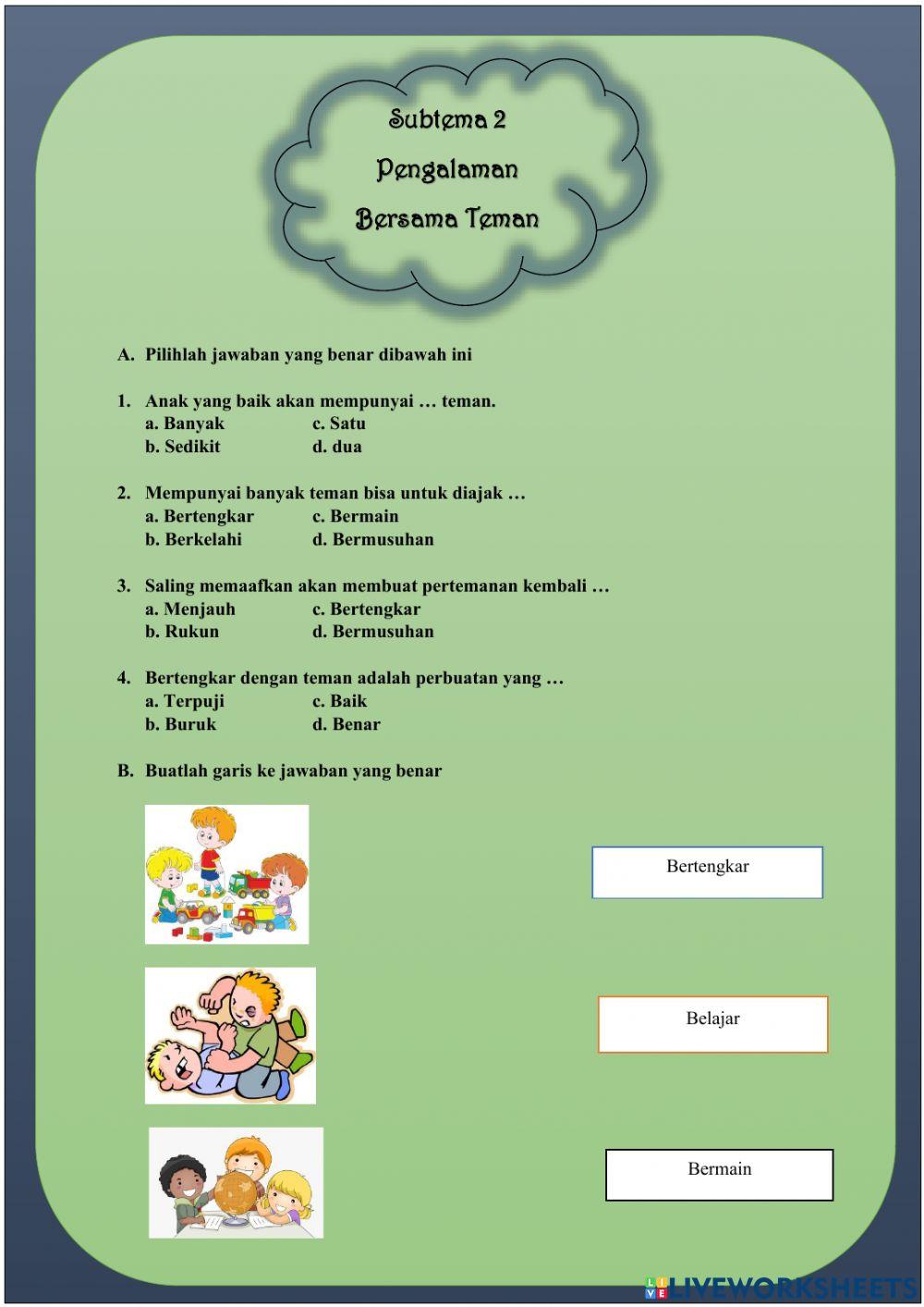 LKPD KELAS 1 SEMESTER 2 TEMA 5: PENGALAMANKU
