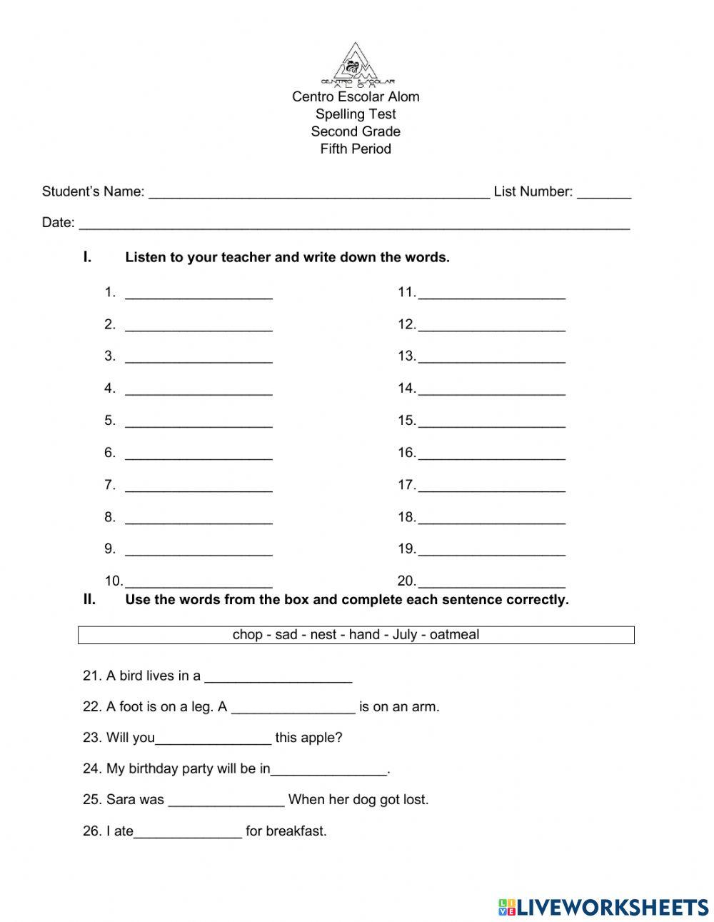 Selling - Second Grade - Fifth Perio Test