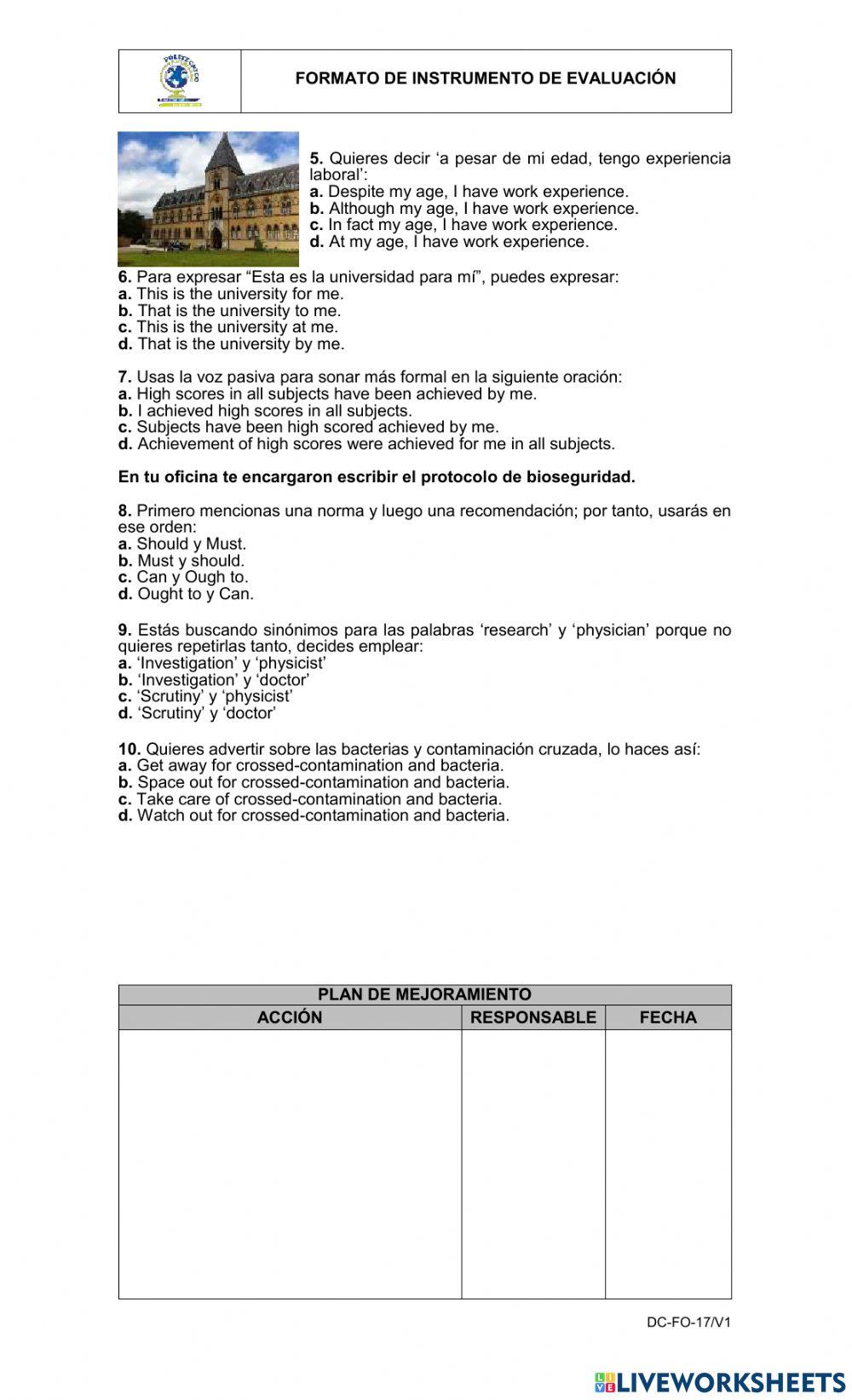 English Advanced Exam