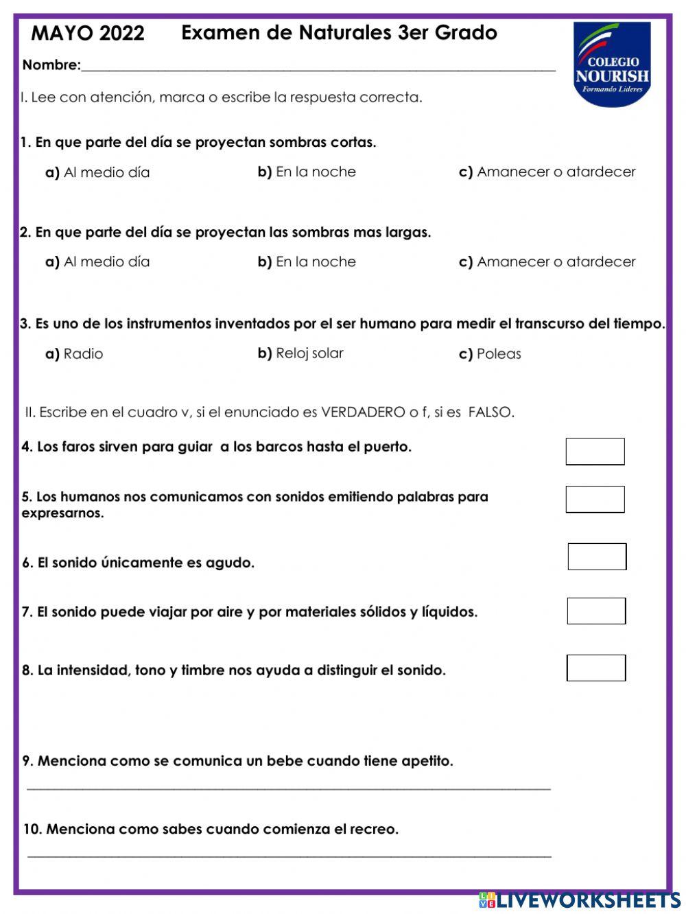 Examen de Naturales