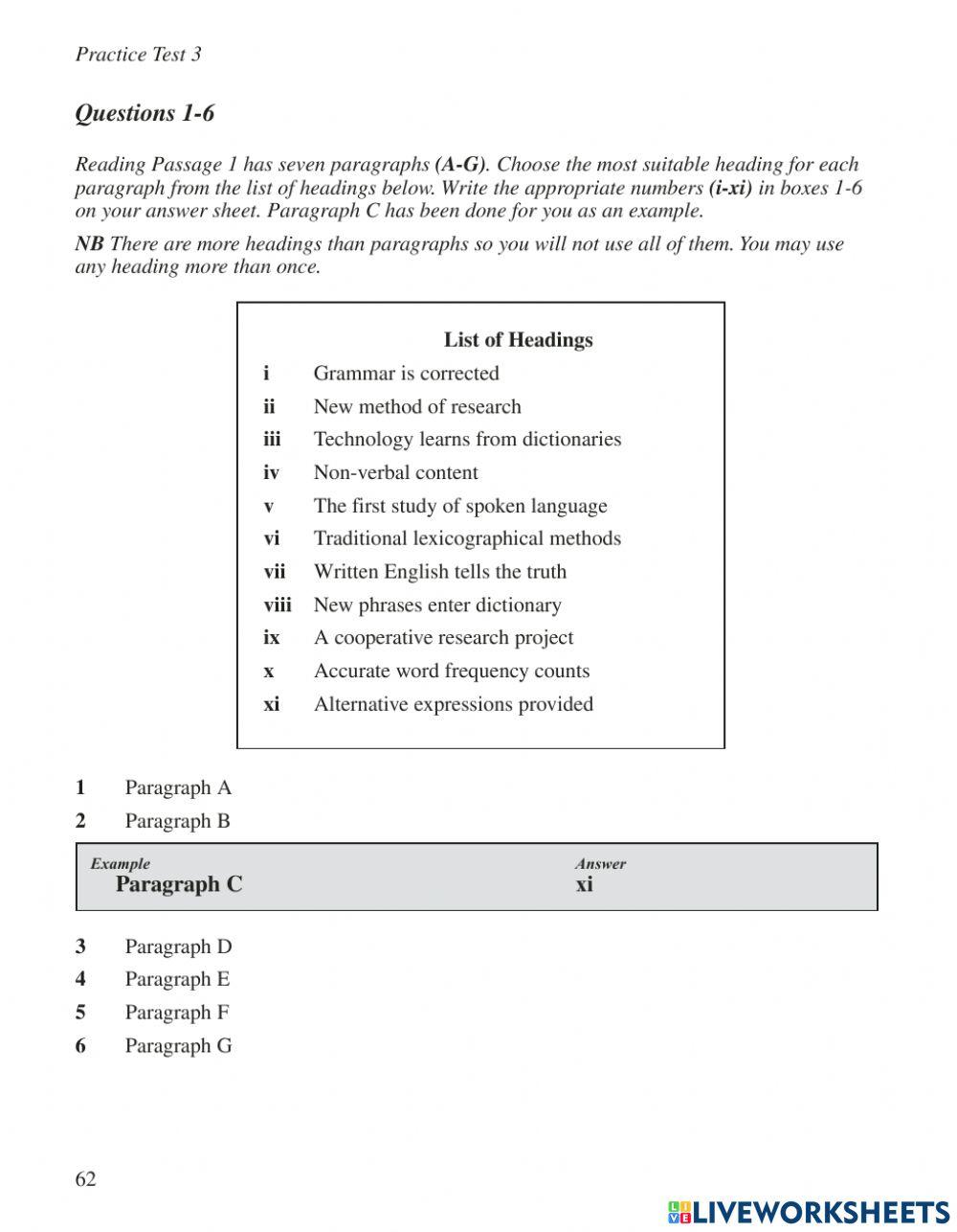 Ielts reading test 3 part 1