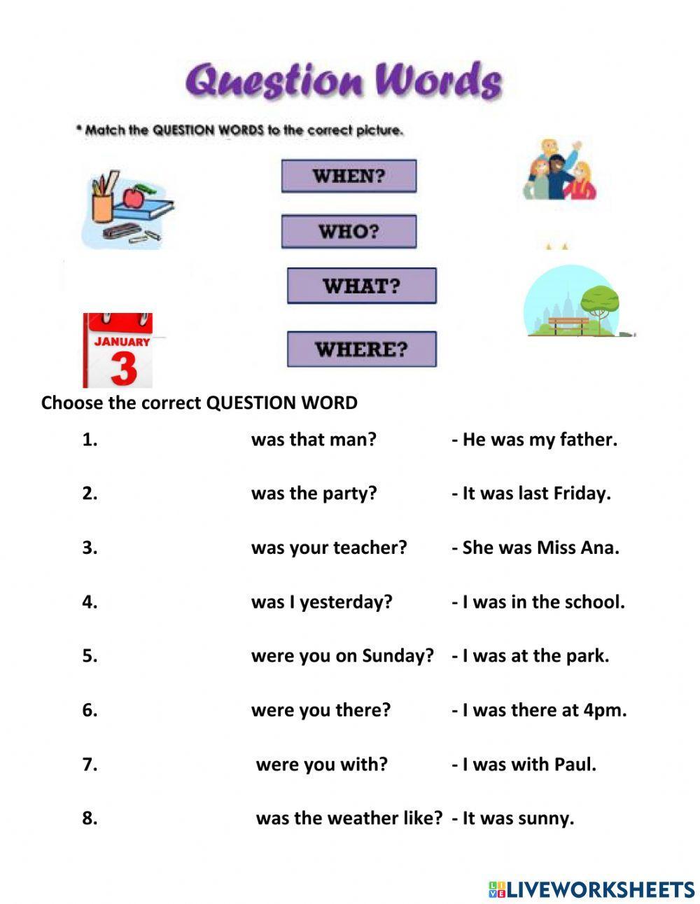 Question words using was - were