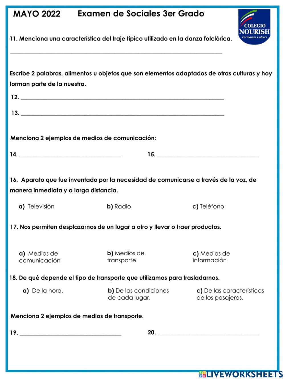 Examen de sociales