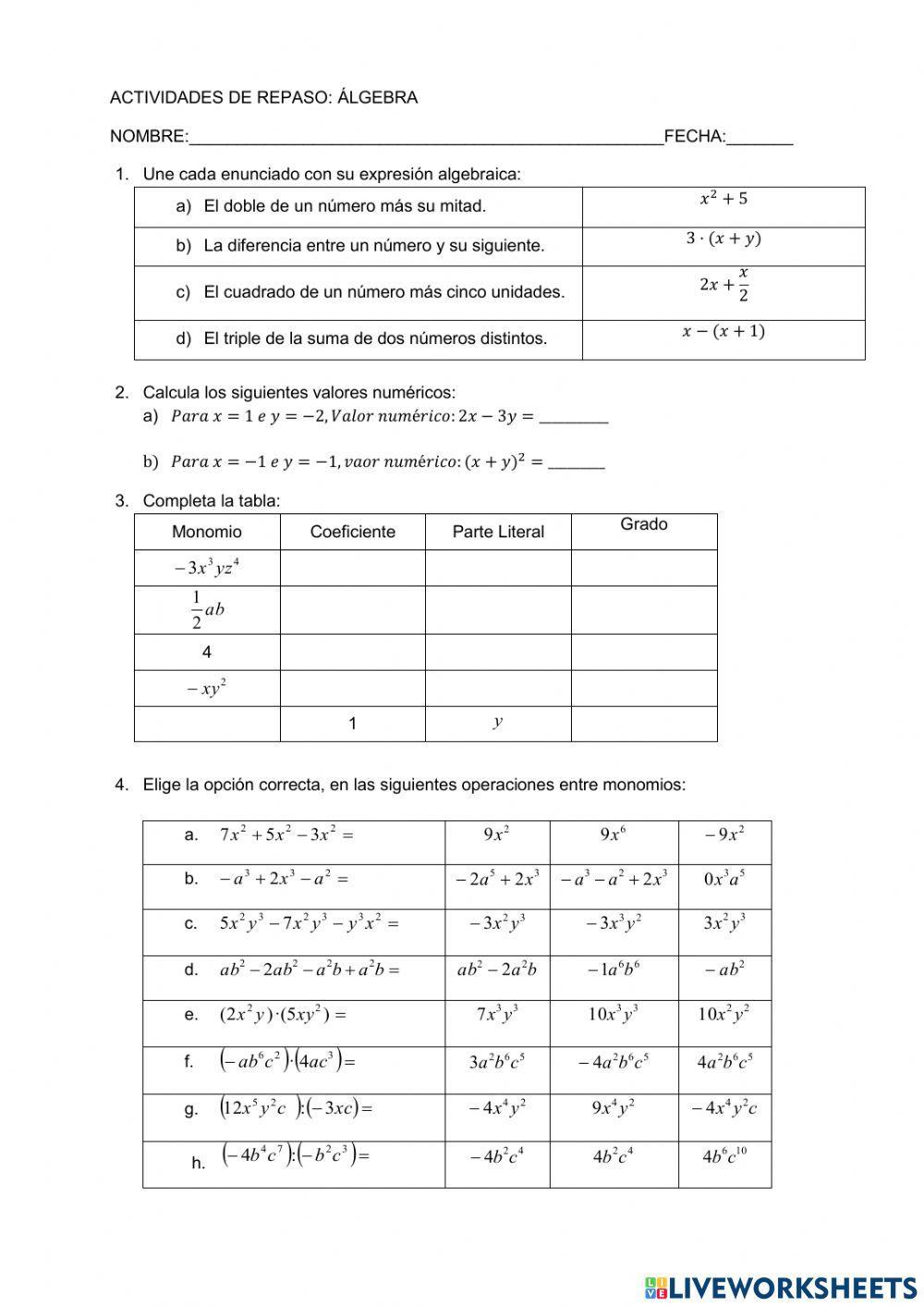 Iniciación al Álgebra