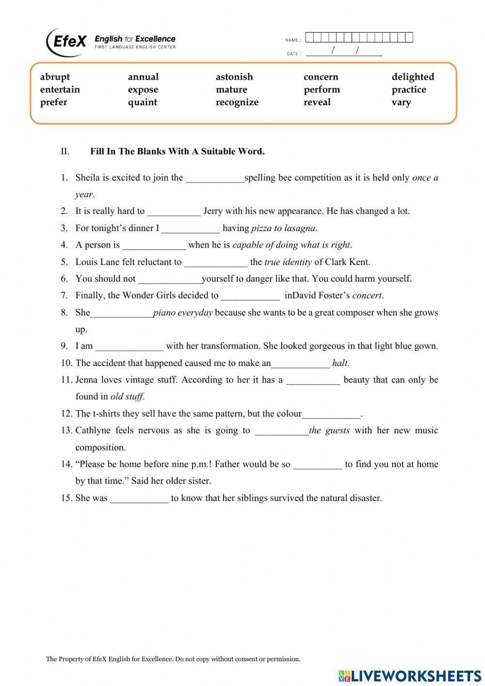 IE 4D Word List 2 Quiz