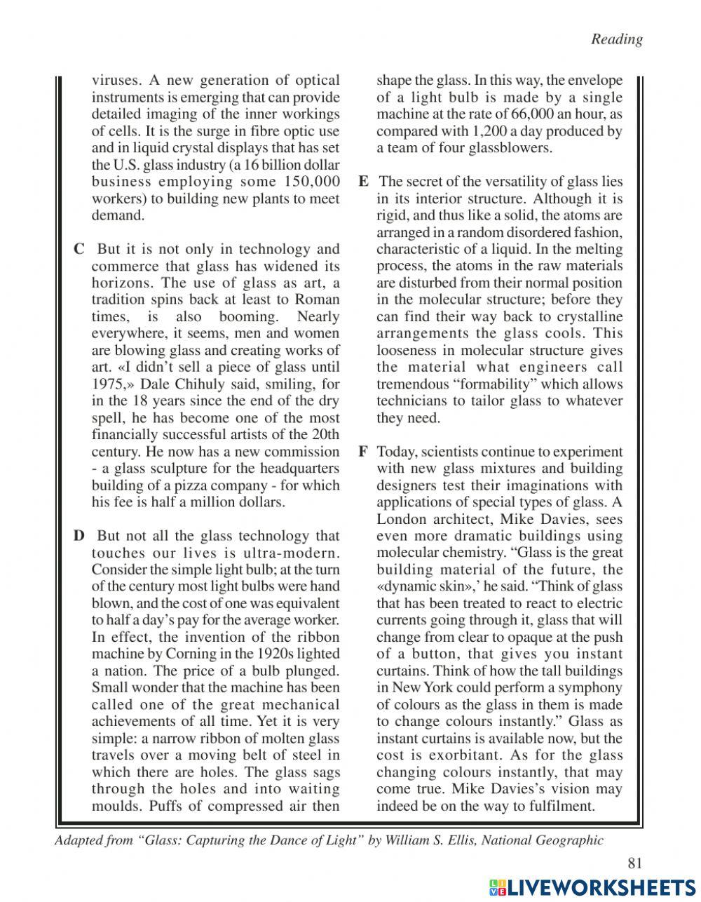 Ielts reading test 4 part 1