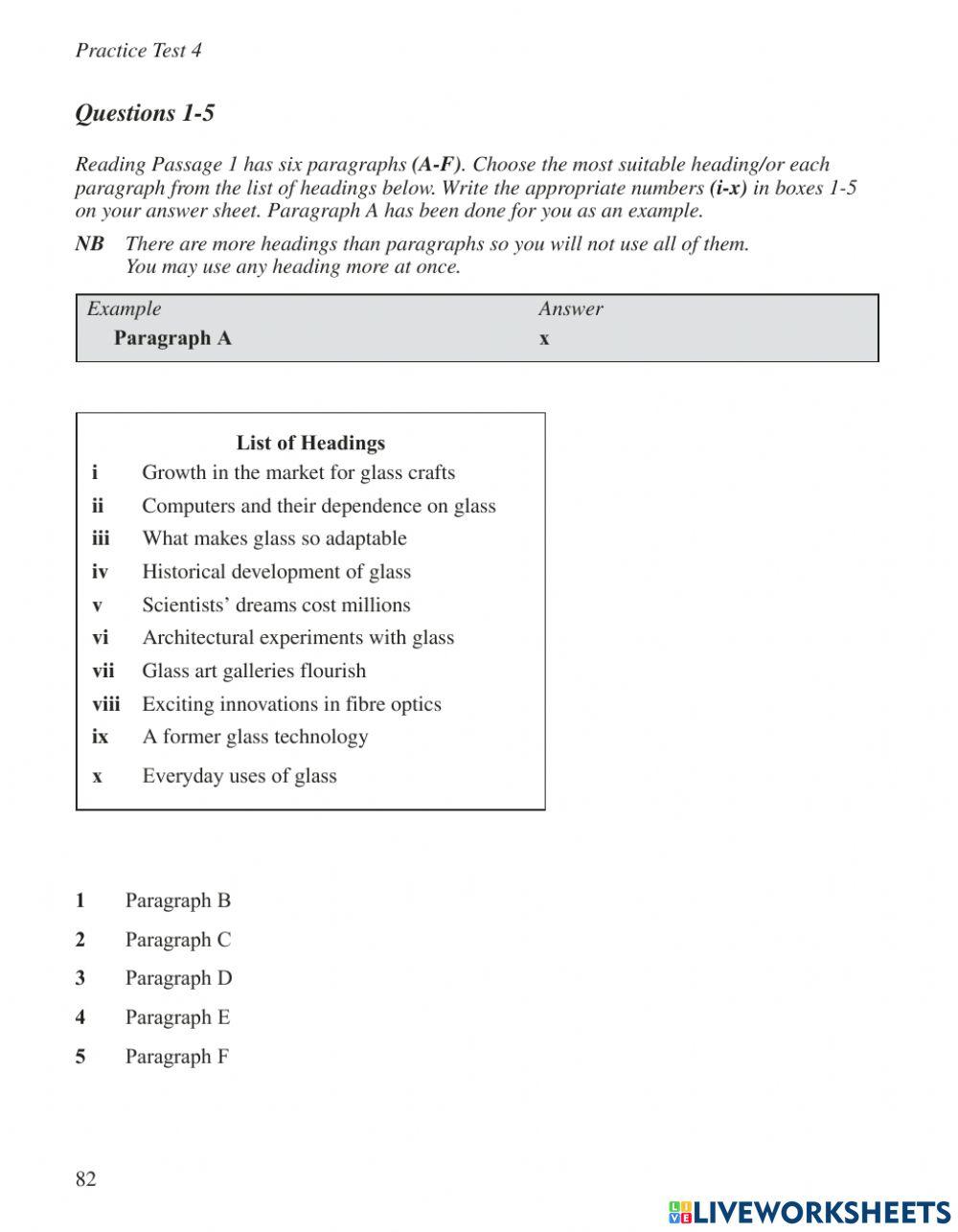 Ielts reading test 4 part 1