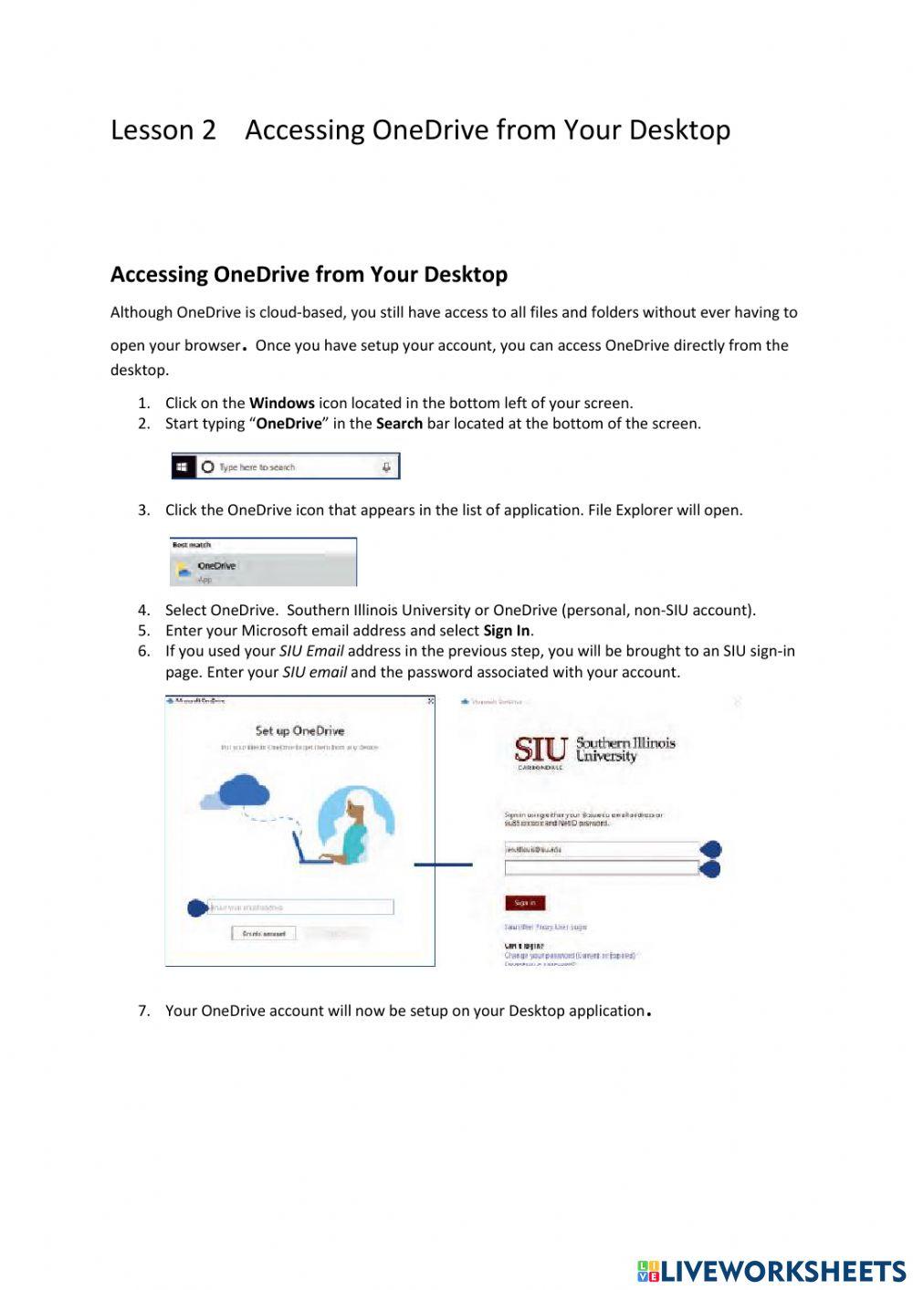 Lesson 2    Accessing OneDrive from Your Desktop