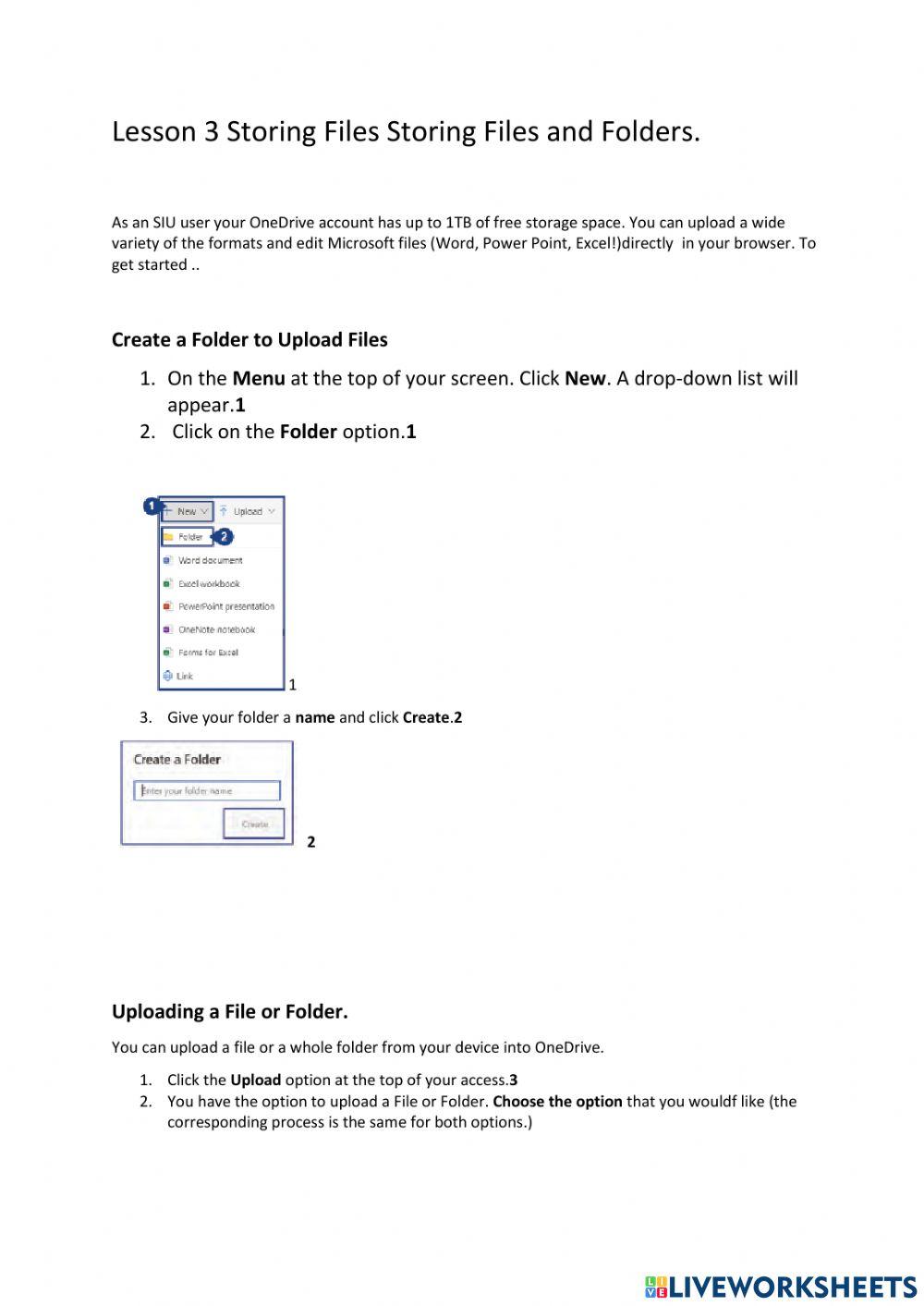 Lesson 3 Storing Files Storing Files and Folders.