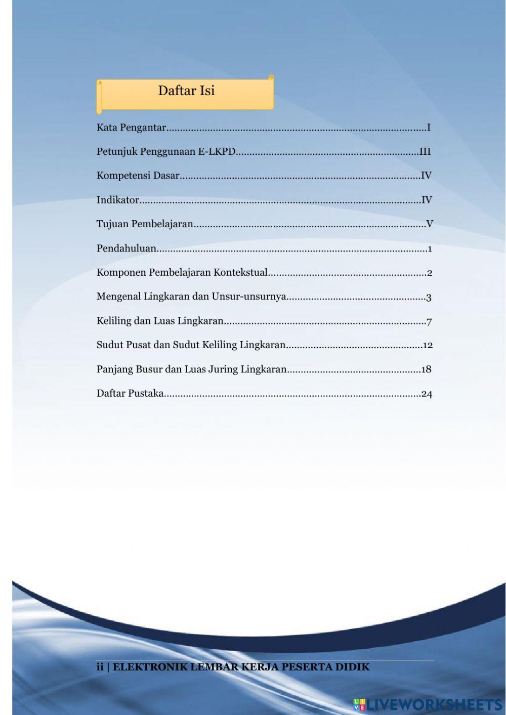 E-LKPD Berbasis Contextual Teaching and Learning (CTL) Materi Lingkaran
