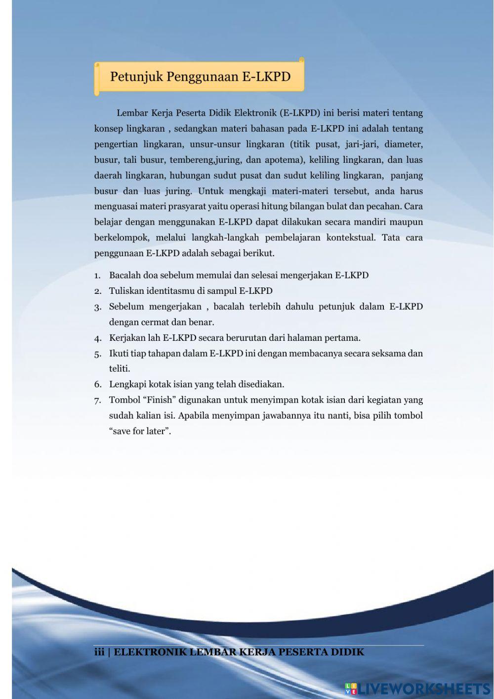 E-LKPD Berbasis Contextual Teaching and Learning (CTL) Materi Lingkaran