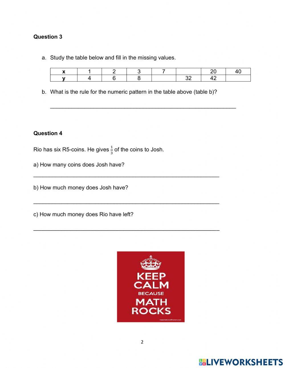 2048840 | Grade 7 Maths Revision | Silindile Hlomuka