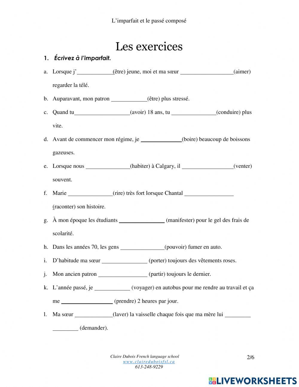 imparfait passe compose online exercise for Live Worksheets imparfait passe compose online exercise for Live Worksheets
