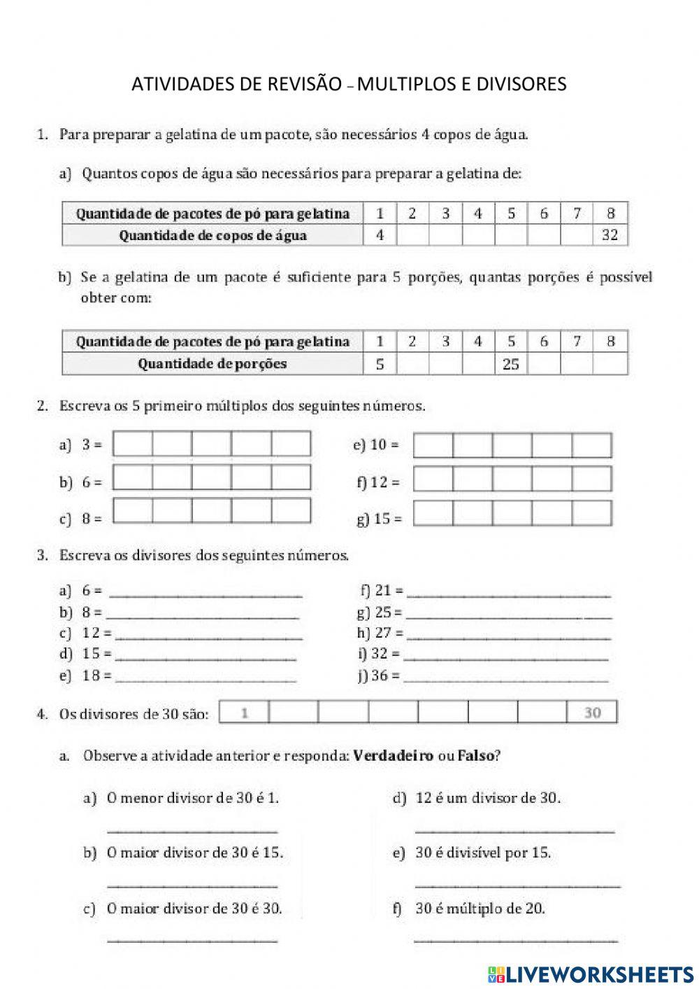 Revisão de matematica