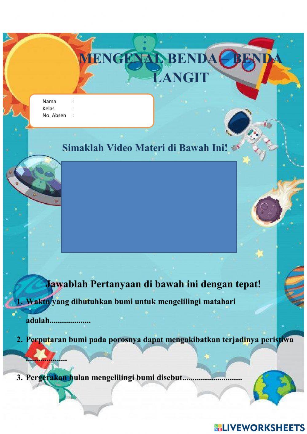 Live worksheet tata surya