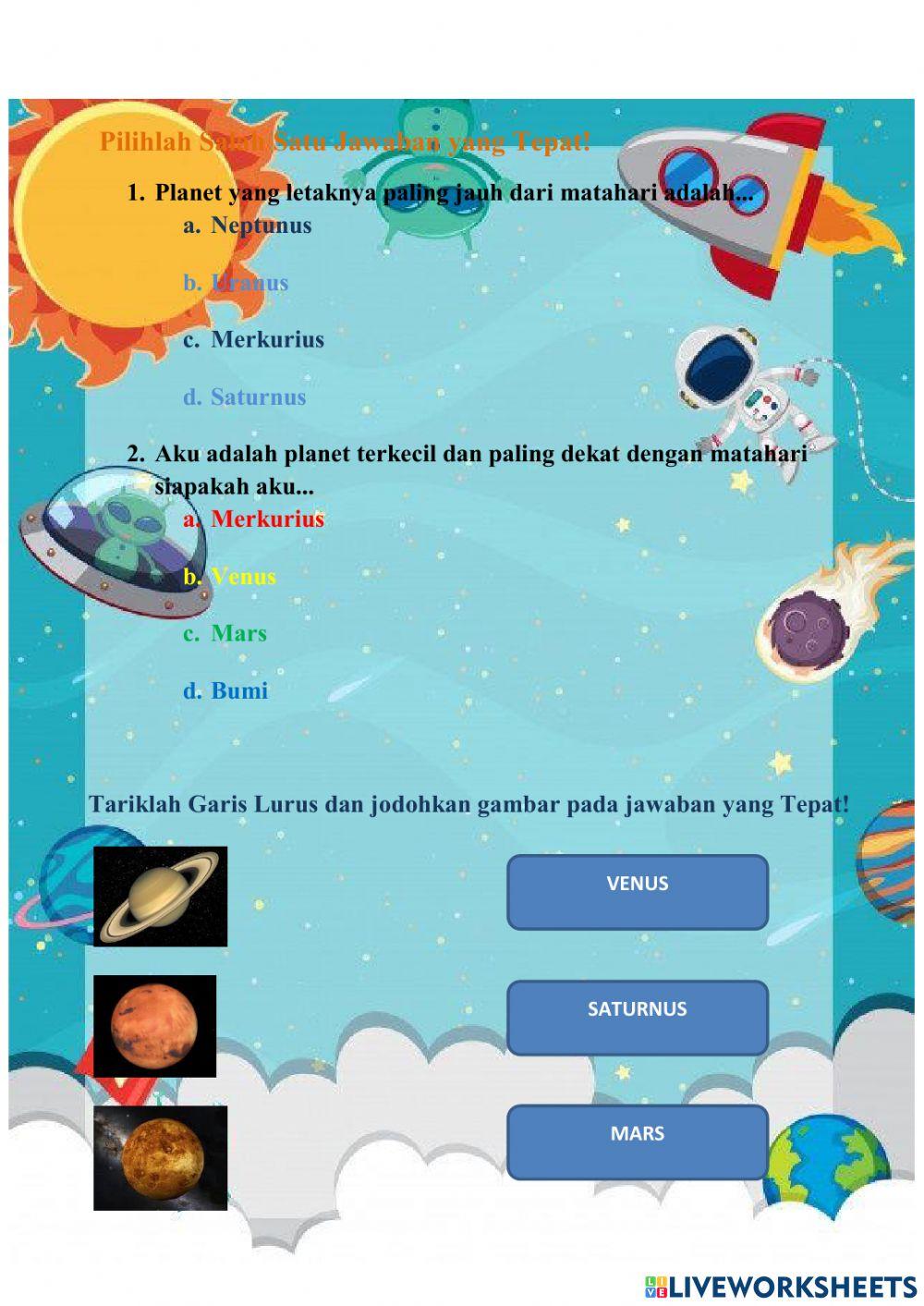 Live worksheet tata surya