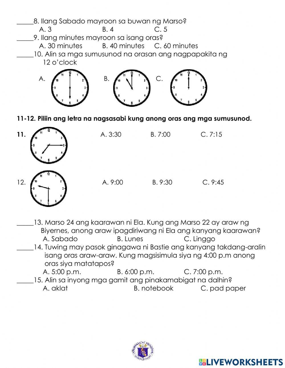 Q4 2nd and 3rd summative test in math