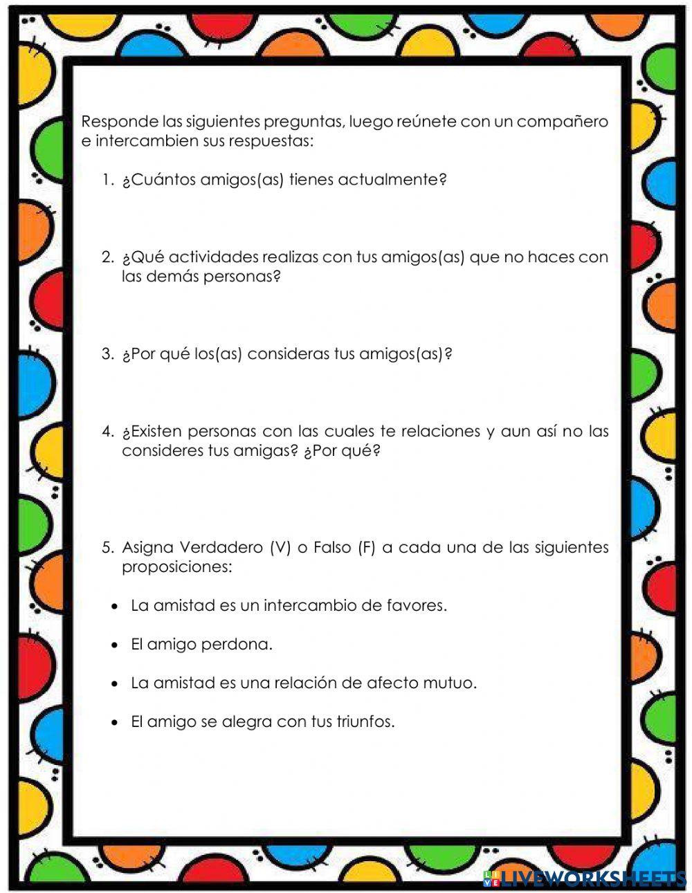 Taller valor de la Amistad