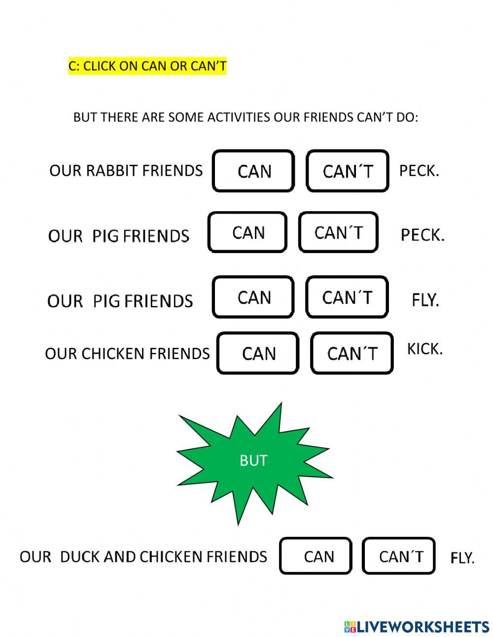 Can-can't with animals