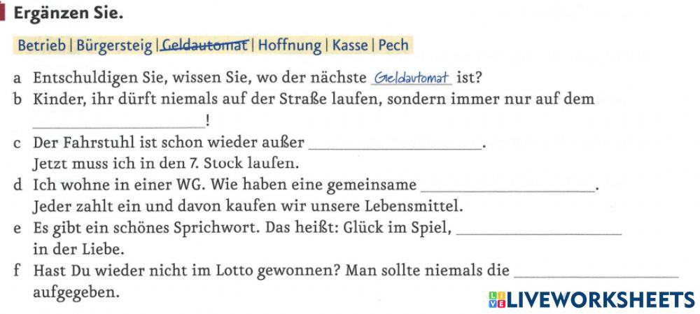 B 1.1. Lektion 11: Wortschatz üben