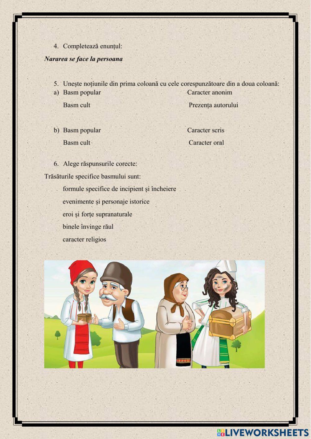 Basmul. Fișa de evaluare