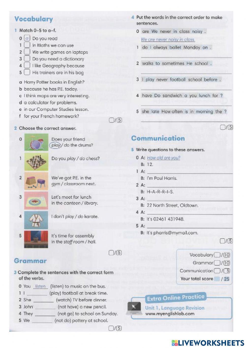 Workbook page 14 and 15
