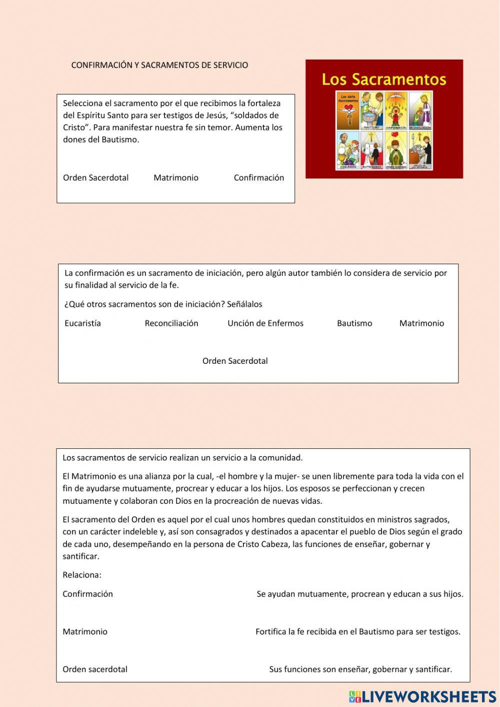 Confirmación y sacramentos de servicio