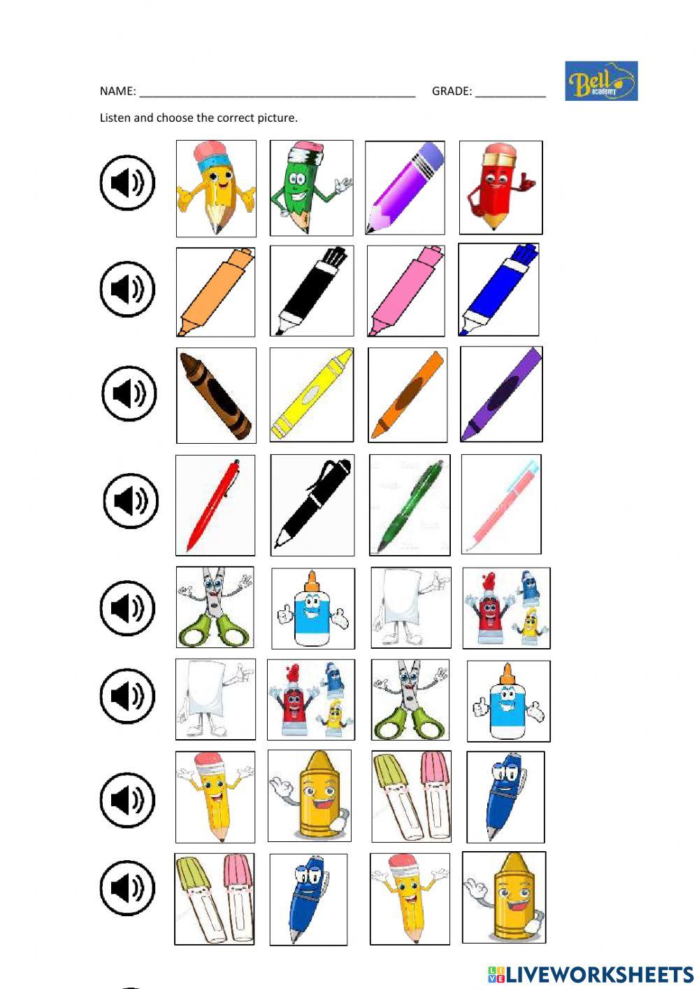 I have + School supplies