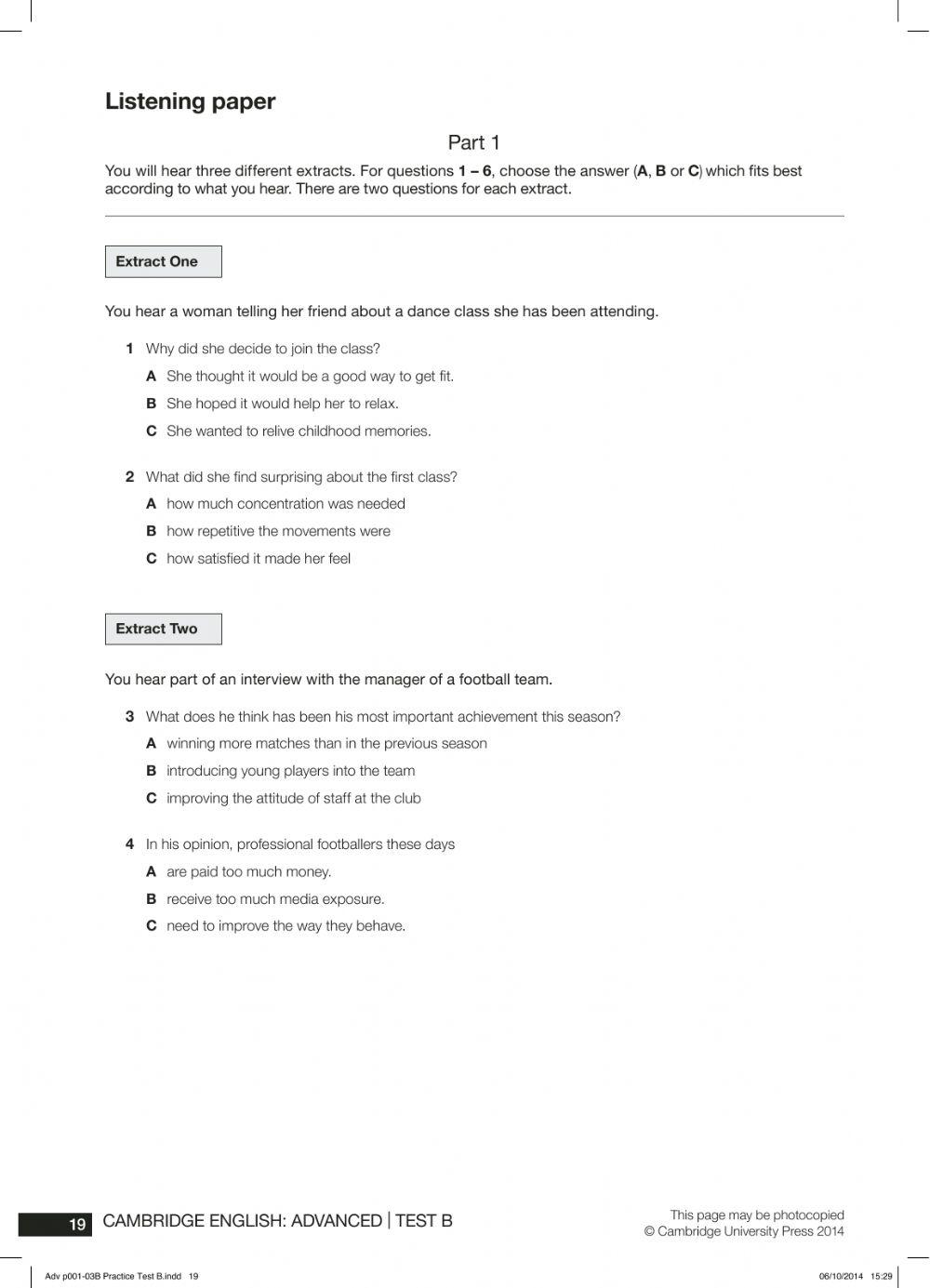 Webster School of English CAE Mid-Year Exam 2022