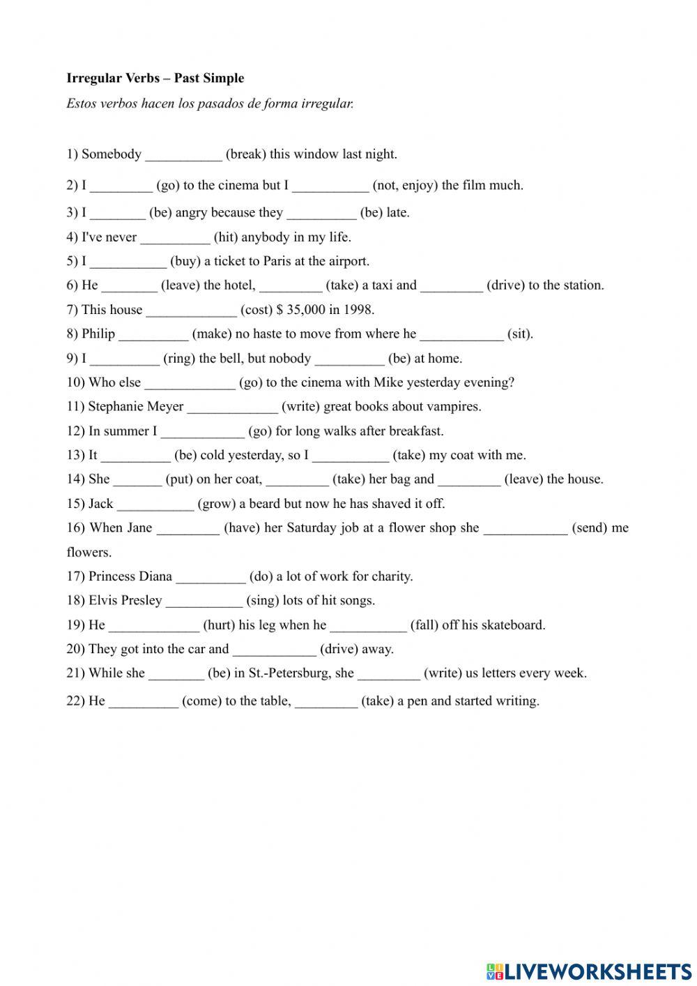Past Simple vs Present Simple - Irregular Past Simple