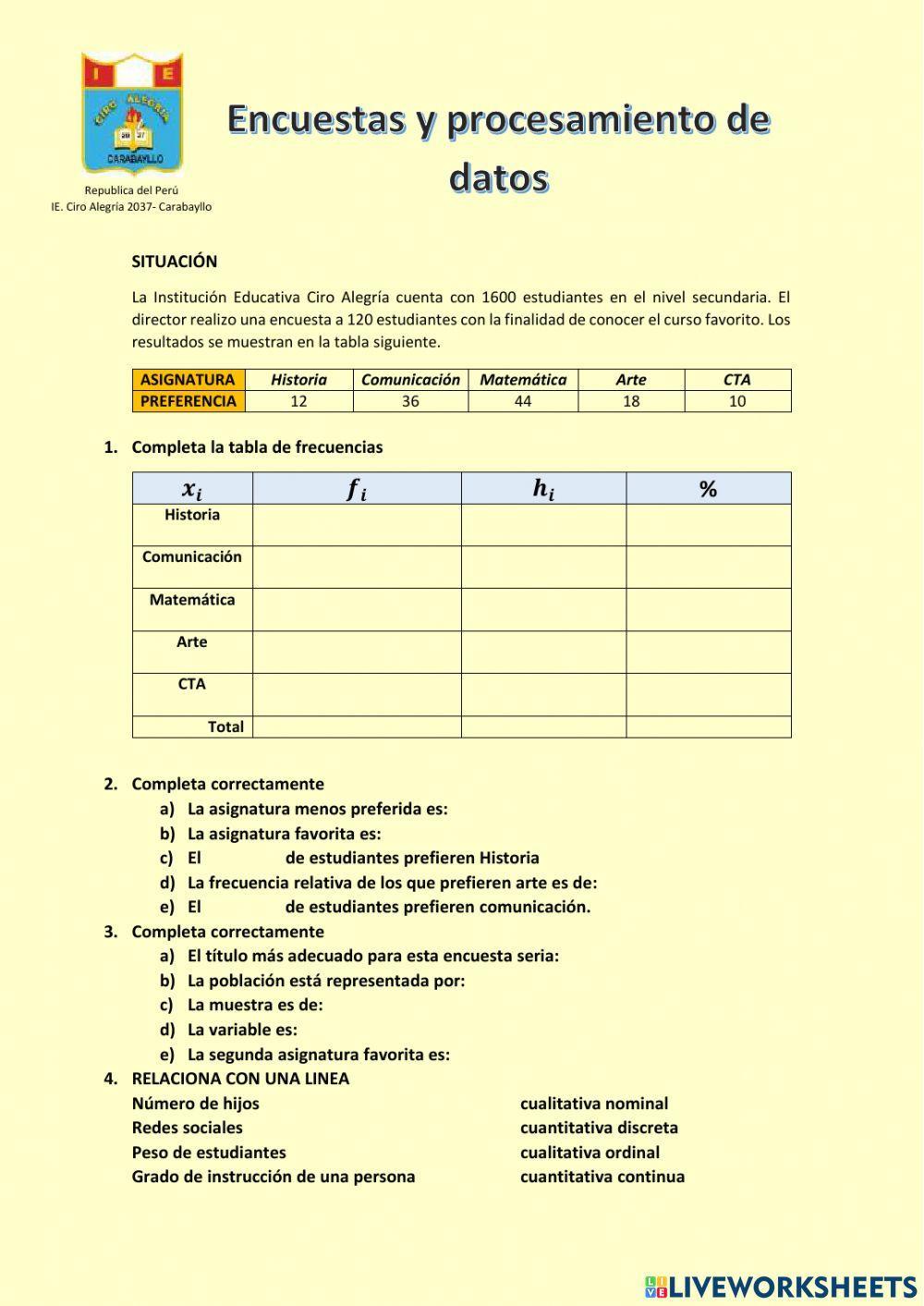 Variable y tabla de frecuencias