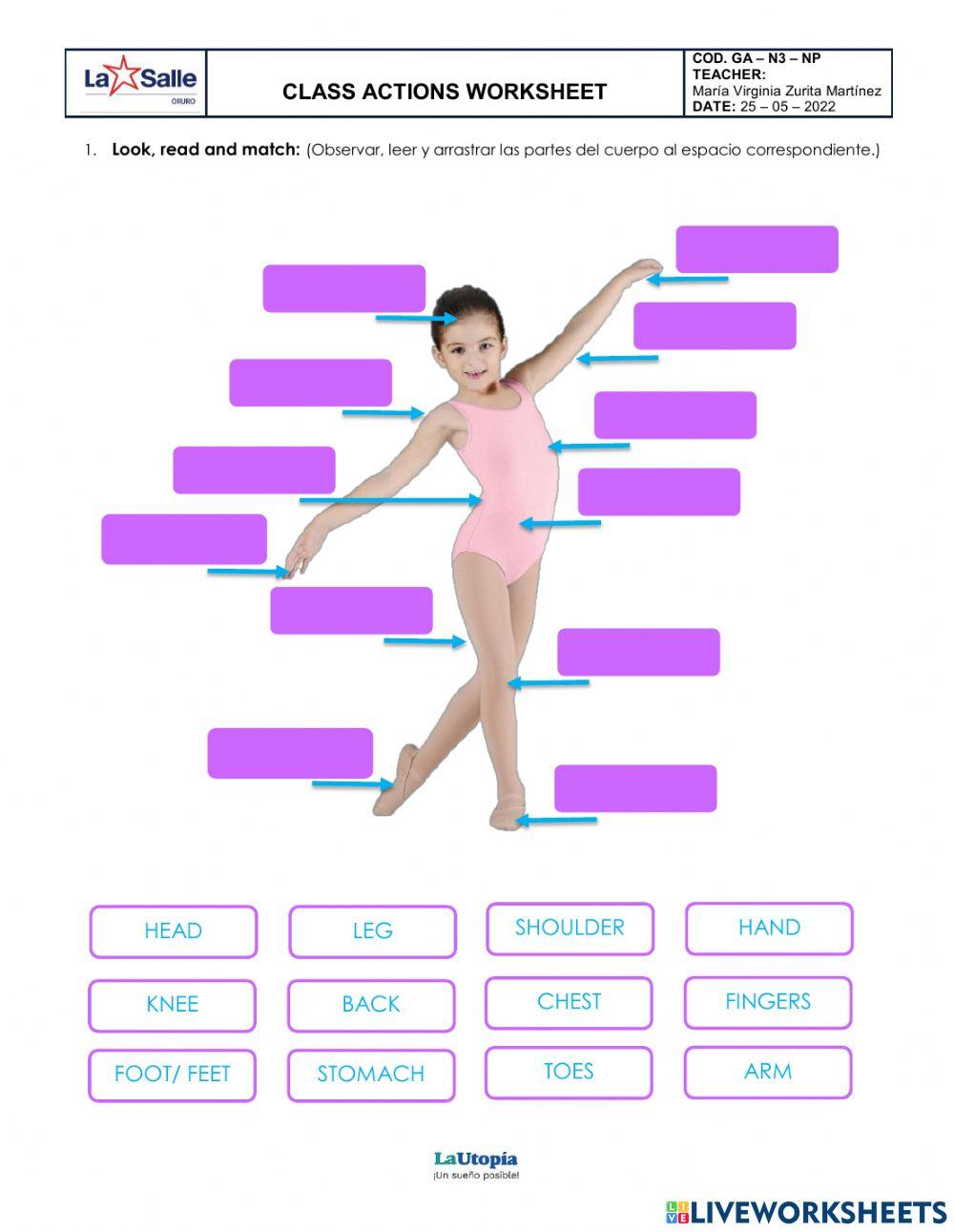 Identifying body parts activity