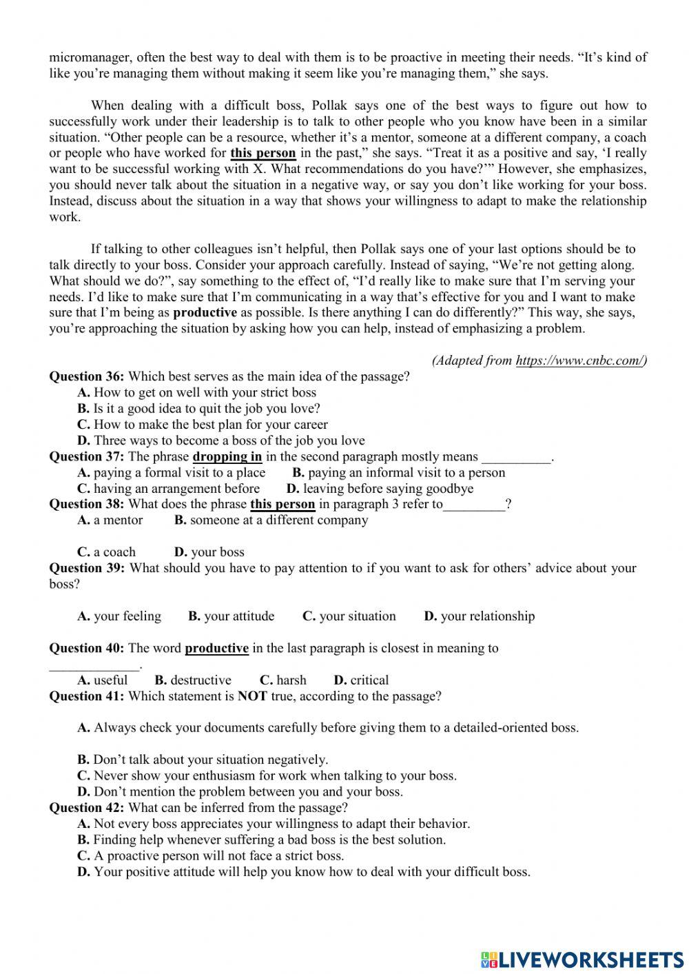 Bee grade 12 - de thi thu