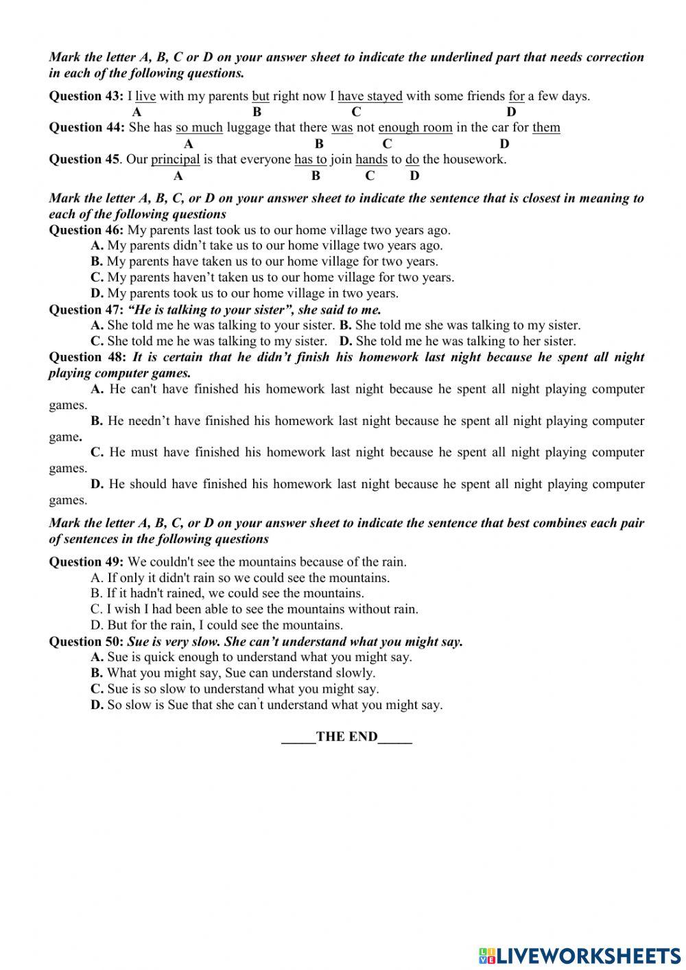 Bee grade 12 - de thi thu