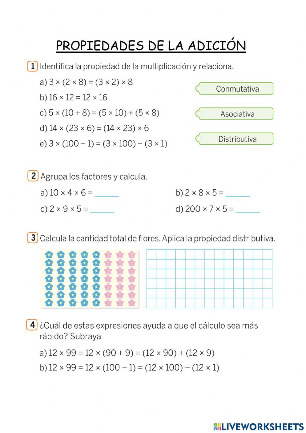 Propiedades de la multiplicación