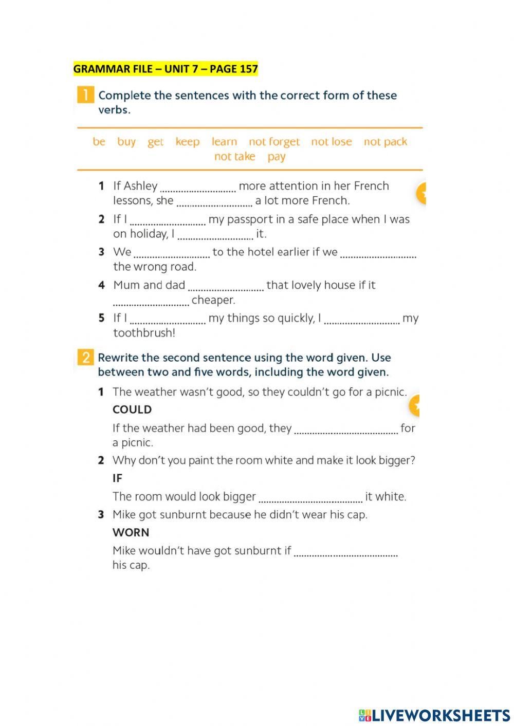 Grammar - Conditionals - Unit 7