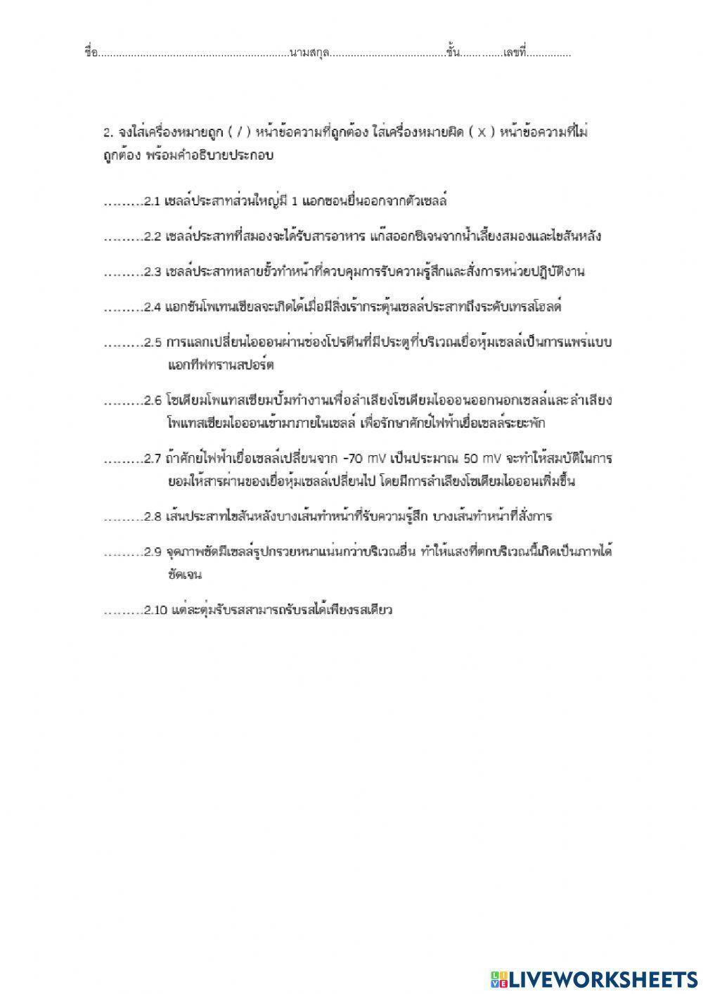 ชีววิทยา 5 ระบบประสาท