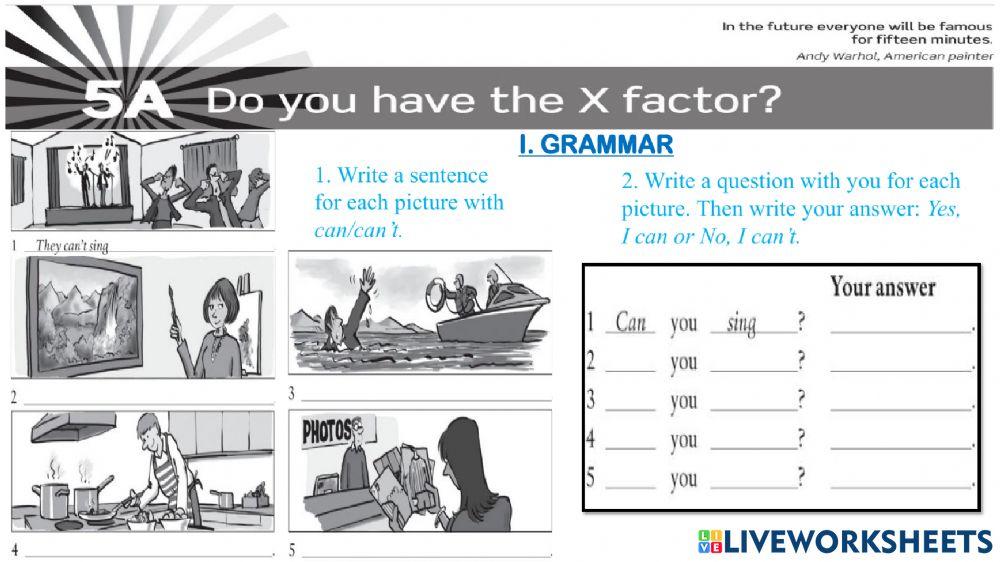 Unit 5A: Do you have the X factor?