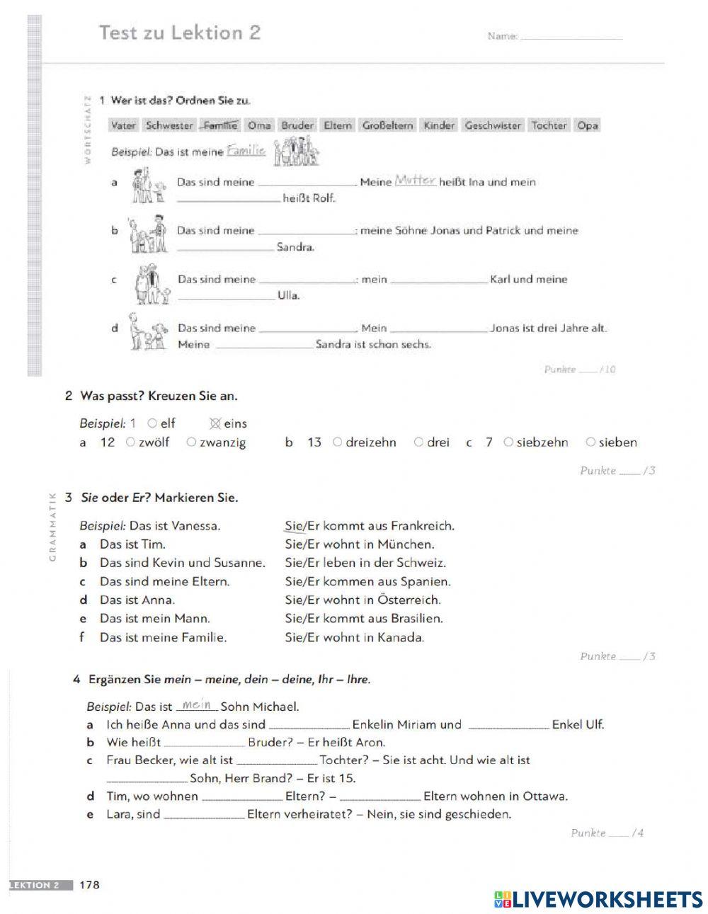 Test zu lektion 2 online exercise for live worksheets