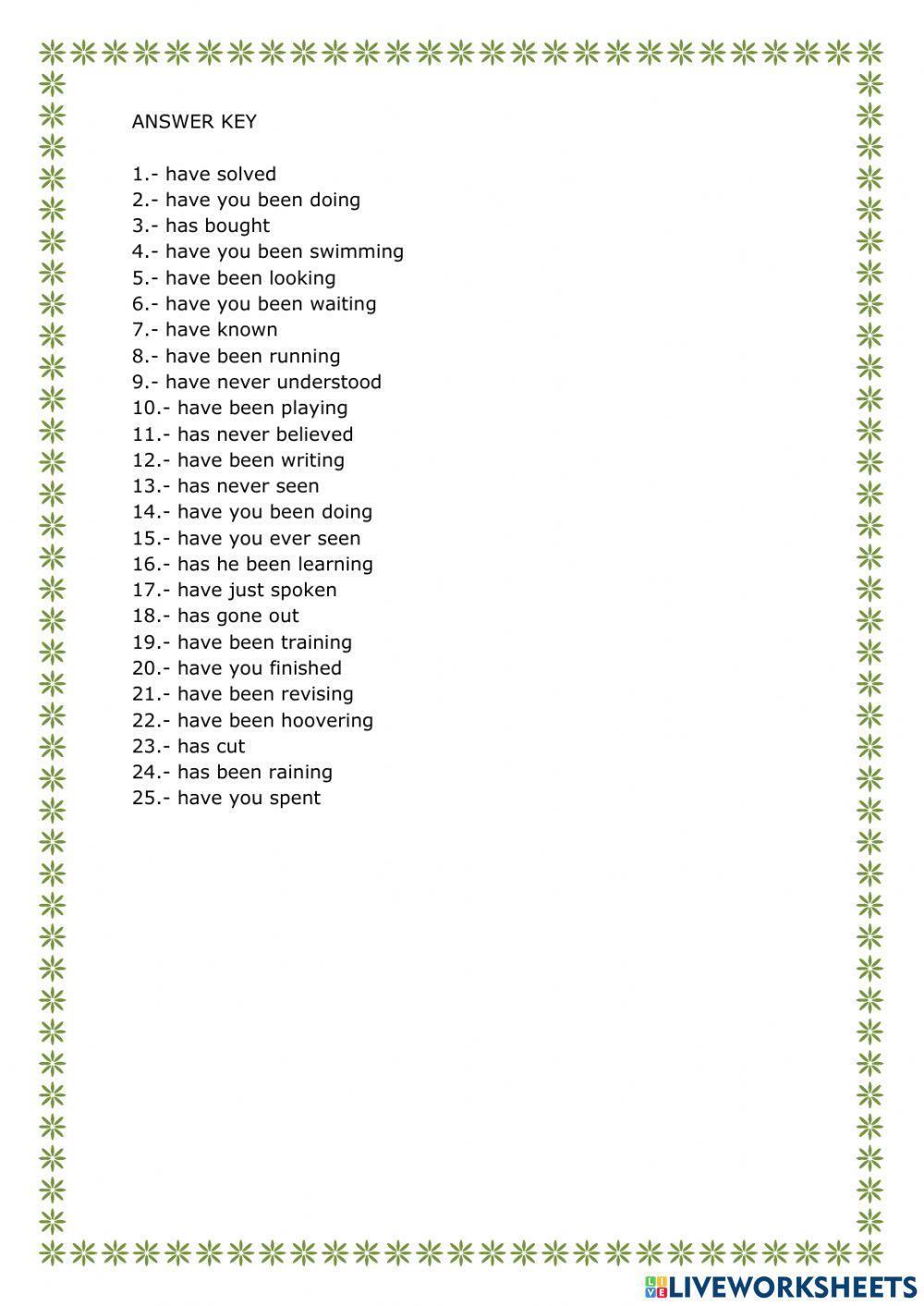 Present perfect continous
